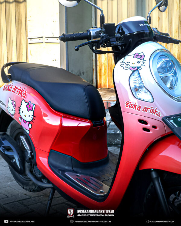 Decal Sticker Honda Scoopy Hello Kitty Merah Putih Fullbody 03