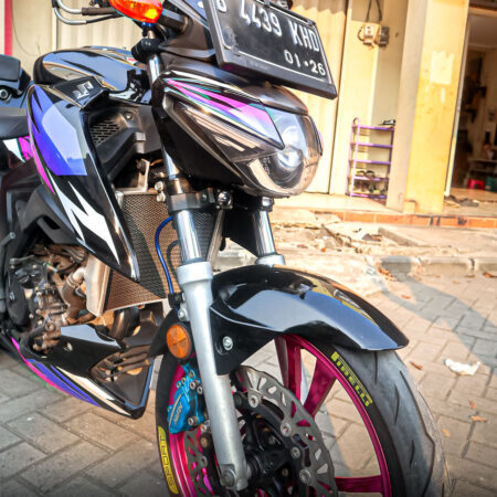 Decal Stiker Suzuki Vixion R HItam Pink Biru Fullbody 06