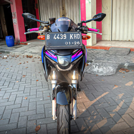 Decal Stiker Suzuki Vixion R HItam Pink Biru Fullbody 07