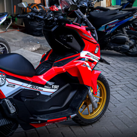 Decal Striping Honda ADV 160 Merah Putih Fullbody 03