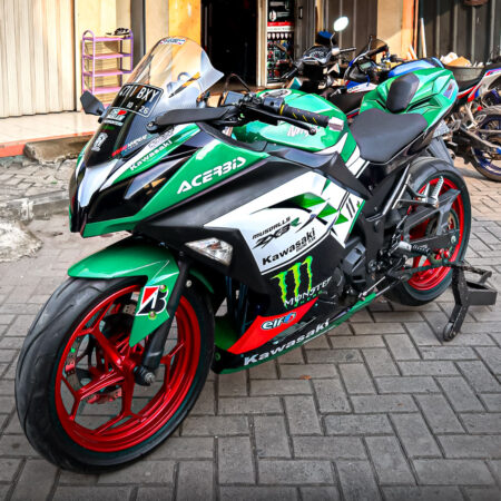 Desain Sticker Kawasaki Ninja 250 Fi Mnster Hijau Putih Fullbody 05