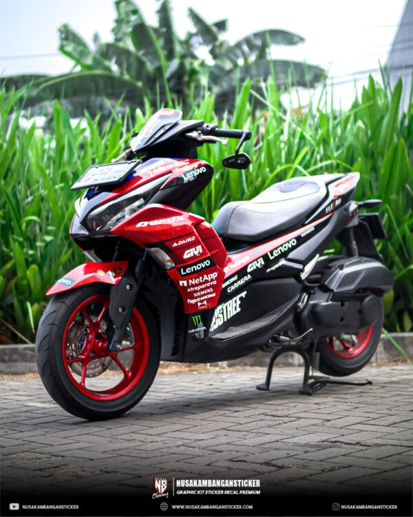 Desain Sticker Motor Yamaha Aerox Connected Merah Hitam Fullbody 01