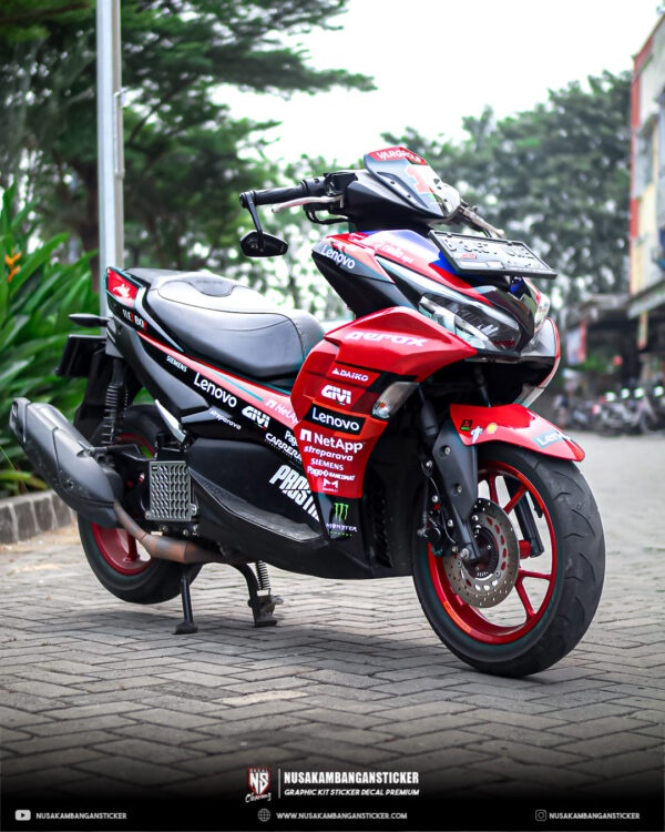 Desain Sticker Motor Yamaha Aerox Connected Merah Hitam Fullbody 02