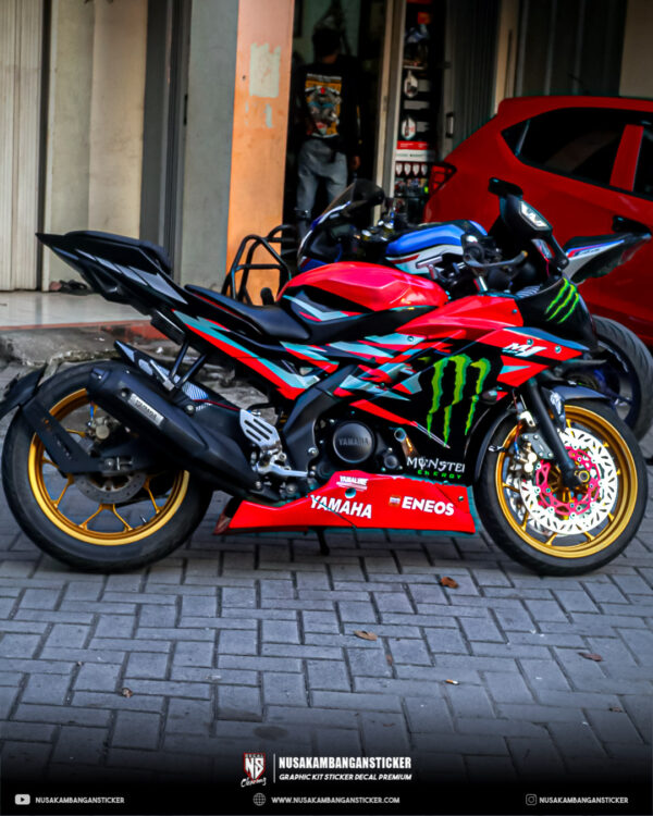 Desain Sticker Motor Yamaha R15 V2 Monster Merah Hitam Fullbody 01