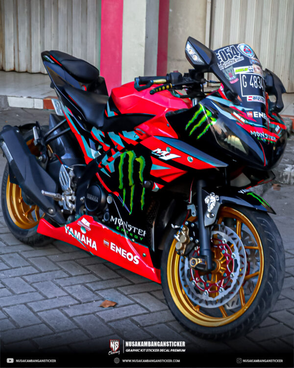 Desain Sticker Motor Yamaha R15 V2 Monster Merah Hitam Fullbody 04