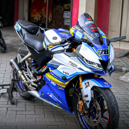 Desain Sticker Yamaha R15 V3 Putih Biru Fullbody 03