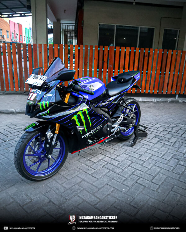 Stiker Motor Yamaha R15 V3 Monster Biru Hitam Fullbody 02