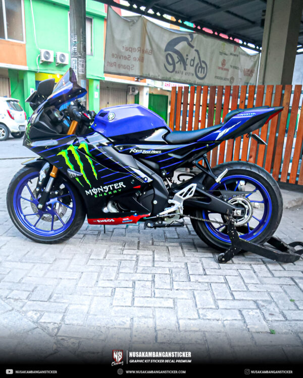 Stiker Motor Yamaha R15 V3 Monster Biru Hitam Fullbody 03