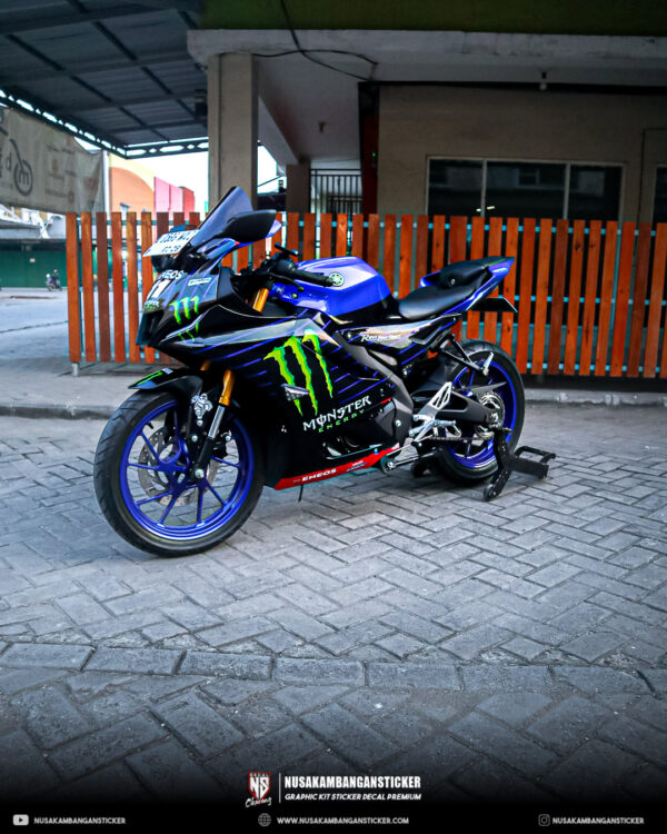 Stiker Motor Yamaha R15 V3 Monster Biru Hitam Fullbody 04