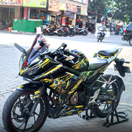 Stiker Striping Honda CBR 150R All New Transformers Kuning Hitam Fullbody 02