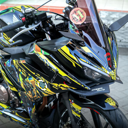Stiker Striping Honda CBR 150R All New Transformers Kuning Hitam Fullbody 03