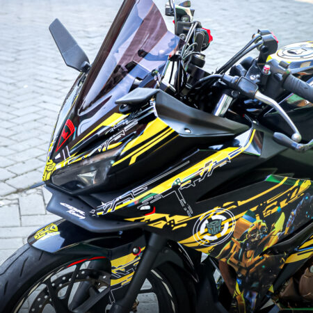 Stiker Striping Honda CBR 150R All New Transformers Kuning Hitam Fullbody 05
