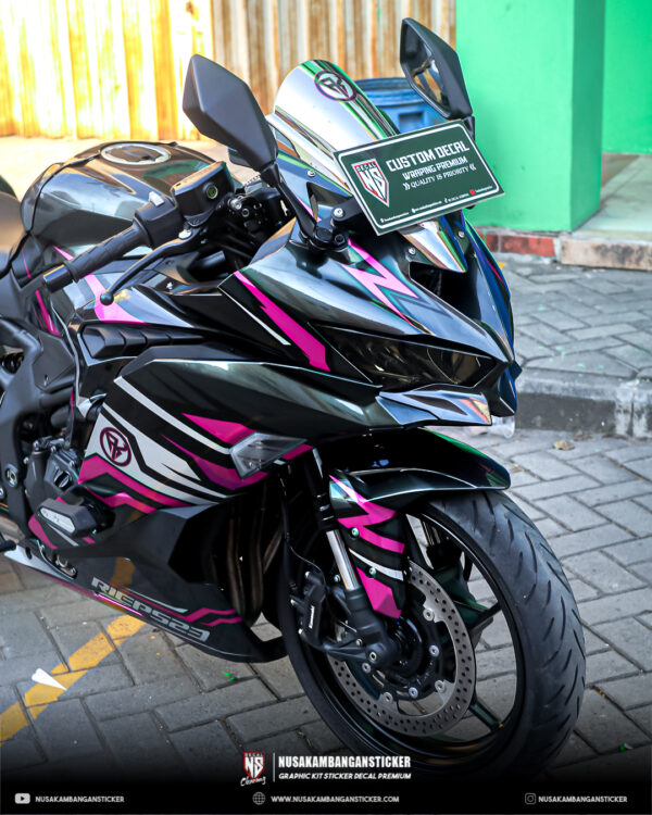 Decal Stiker Motor Kawasaki ZX 25 R Hitam Magenta Fullbody 06