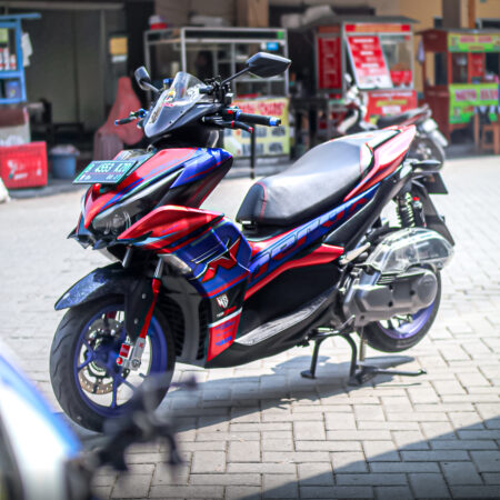 Desain Stiker Yamaha Aerox Connected Biru Merah Fullbody 02