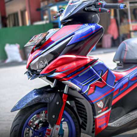 Desain Stiker Yamaha Aerox Connected Biru Merah Fullbody 03