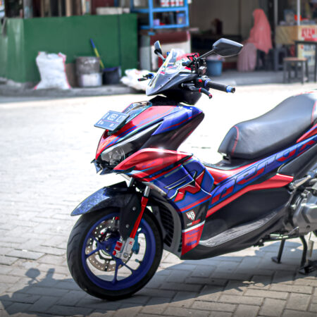 Desain Stiker Yamaha Aerox Connected Biru Merah Fullbody 04