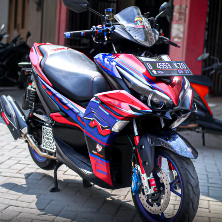 Desain Stiker Yamaha Aerox Connected Biru Merah Fullbody 05