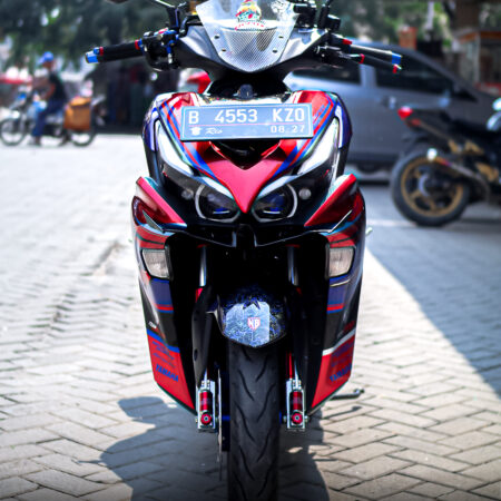 Desain Stiker Yamaha Aerox Connected Biru Merah Fullbody 06