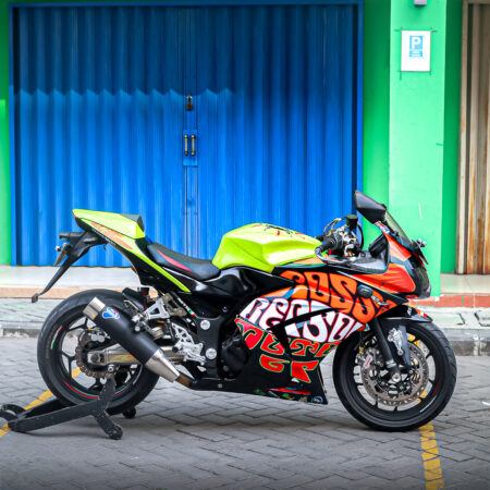 Decal Stiker Motor Kawasaki Ninja 250 Karbu Oren Kuning Fullbody 01