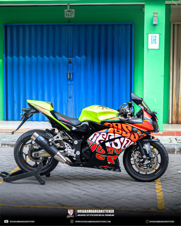 Decal Stiker Motor Kawasaki Ninja 250 Karbu Oren Kuning Fullbody 01
