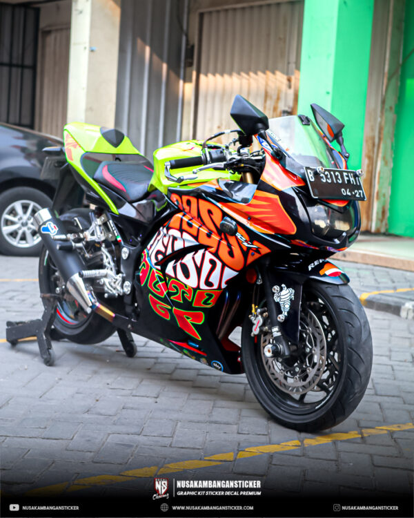 Decal Stiker Motor Kawasaki Ninja 250 Karbu Oren Kuning Fullbody 04