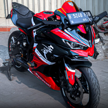 Decal Stiker Motor Kawasaki ZX 25R Kanji Hitam Merah Fullbody 03