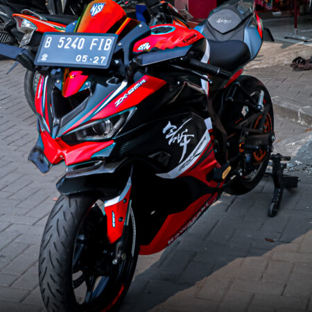 Decal Stiker Motor Kawasaki ZX 25R Kanji Hitam Merah Fullbody 04