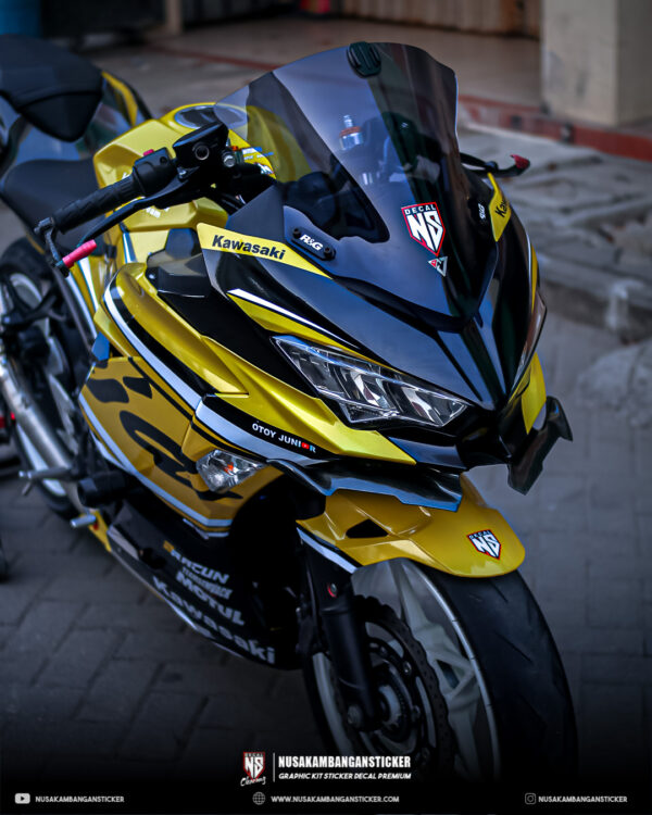 Desain Sticker Kawasaki All New Ninja 250 Fi Kuning Gold Hitam Fullbody 04