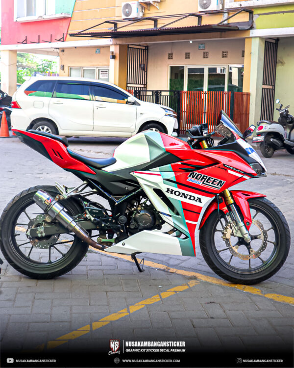 Desain Sticker Motor Honda CBR 150R 2021Merah Putih Abu abu Fullbody 01