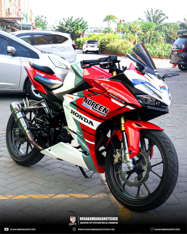 Desain Sticker Motor Honda CBR 150R 2021Merah Putih Abu abu Fullbody 03