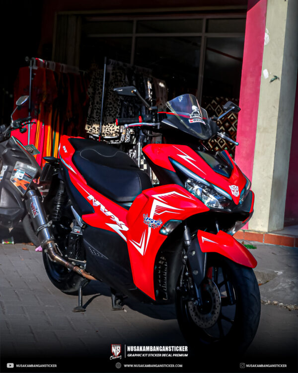 Desain Sticker Motor Yamaha Aerox Connected Merah Fullbody 01