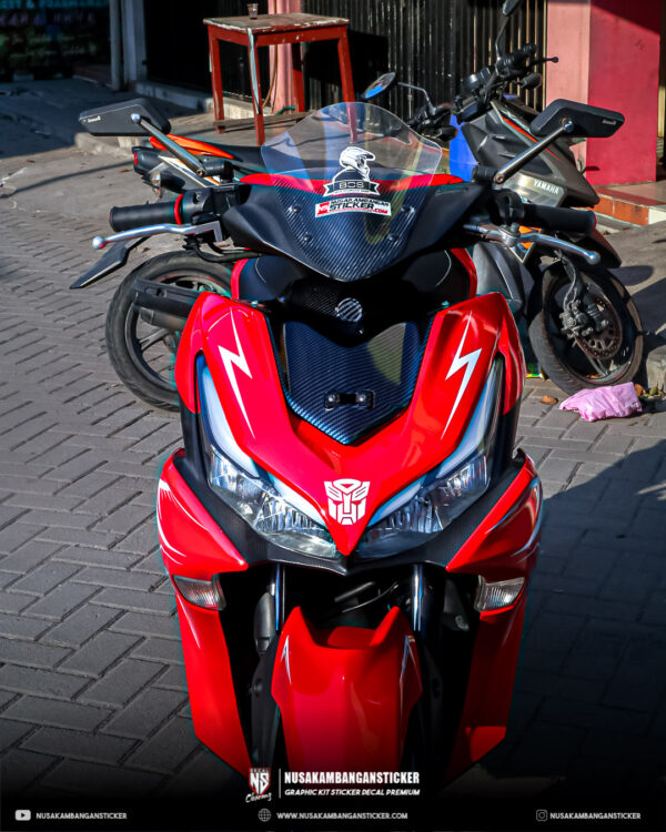 Desain Sticker Motor Yamaha Aerox Connected Merah Fullbody 07