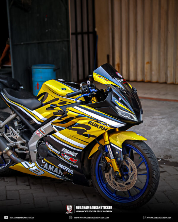 Desain Sticker Motor Yamaha R15 V3 Kuning Gold Hitam Fullbody 03