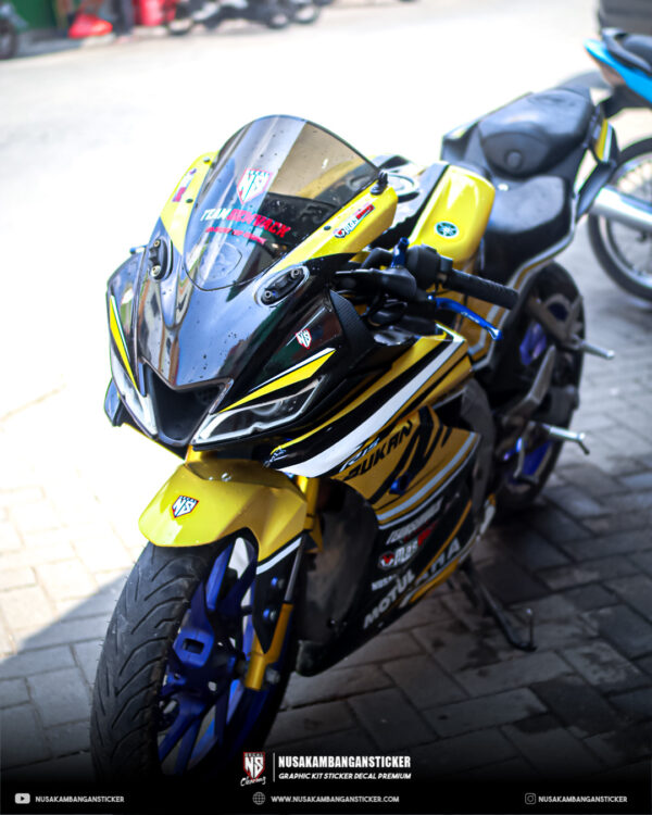 Desain Sticker Motor Yamaha R15 V3 Kuning Gold Hitam Fullbody 05