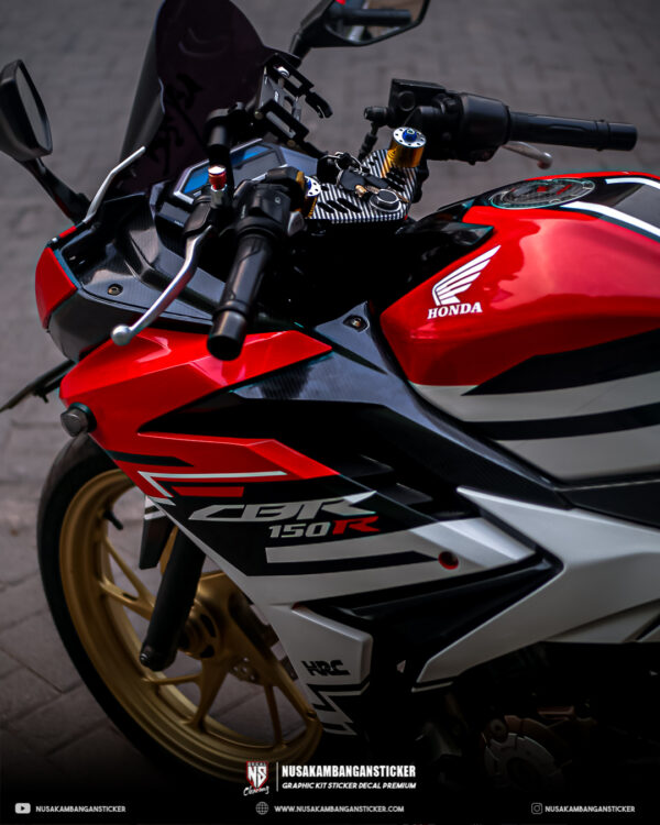 Desain Stiker Honda CBR 150R All New Kanji Putih Merah Fullbody 04