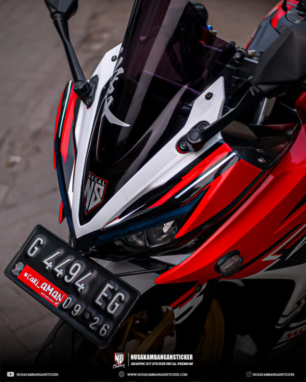 Desain Stiker Honda CBR 150R All New Kanji Putih Merah Fullbody 05