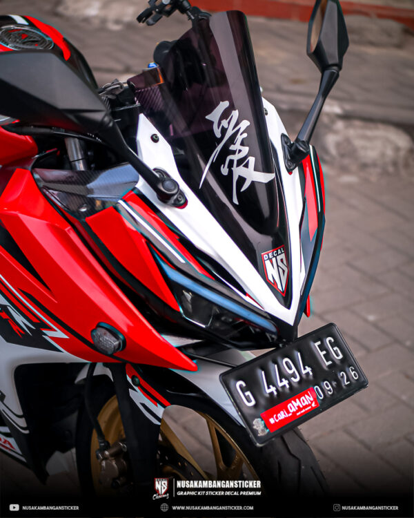 Desain Stiker Honda CBR 150R All New Kanji Putih Merah Fullbody 06