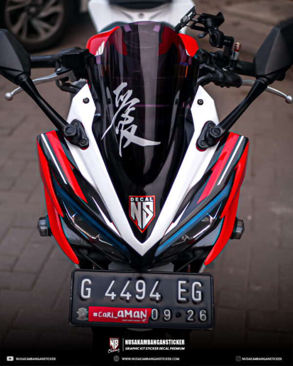 Desain Stiker Honda CBR 150R All New Kanji Putih Merah Fullbody 07