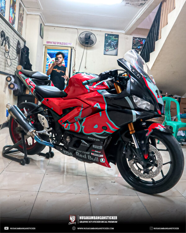 Desain Stiker Motor Yamaha R15 V3 Banteng Merah Hitam Fullbody 03