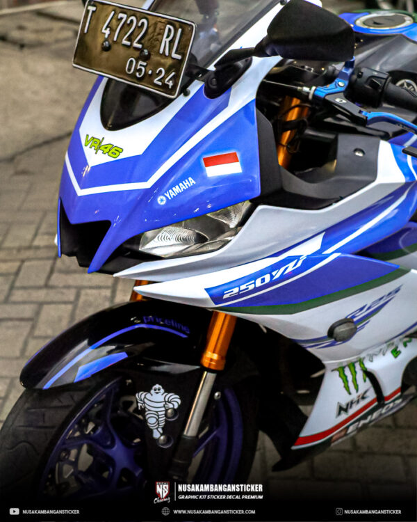 Stiker Motor Yamaha R15 V3 Putih Biru Fullbody 02