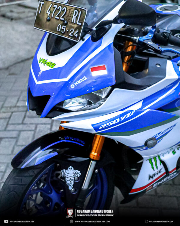 Stiker Motor Yamaha R15 V3 Putih Biru Fullbody 03
