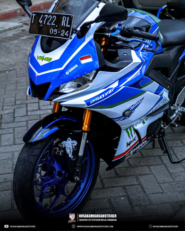 Stiker Motor Yamaha R15 V3 Putih Biru Fullbody 05