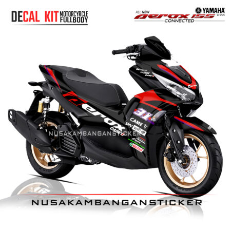 DECAL KIT STICKER AEROX 155 CONNECTED BLACK APRILIA RED RACING GRAPHIC DECAL FULLBODY