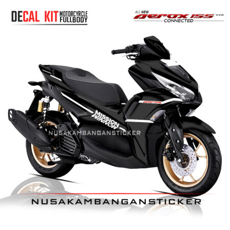 DECAL KIT STICKER AEROX 155 CONNECTED GRAFIS MISSION HITAM RACING FULLBODY