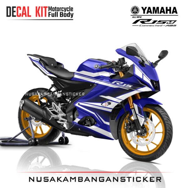 DECAL KIT STICKER R15 V4 BIRU GRAFIS PUTIH FULLBODY