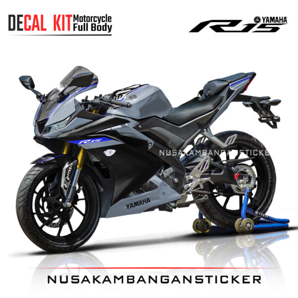 DECAL KIT STICKER R15 V3 DESAIN CARBONE BIRU RACING FULLBODY