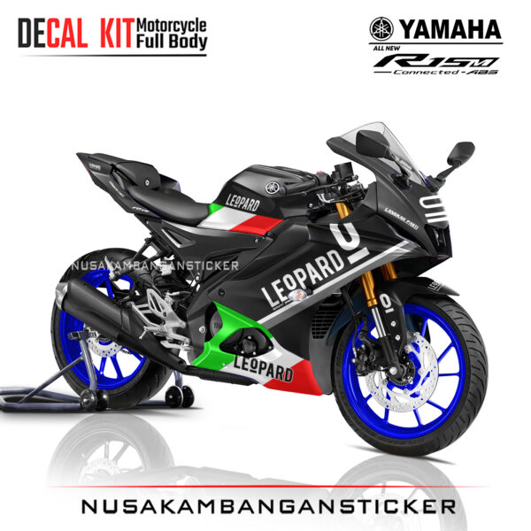 DECAL KIT STIKER YAMAHA R15 V4 DESAIN LEOPARD HITAM RACING FULLBODY