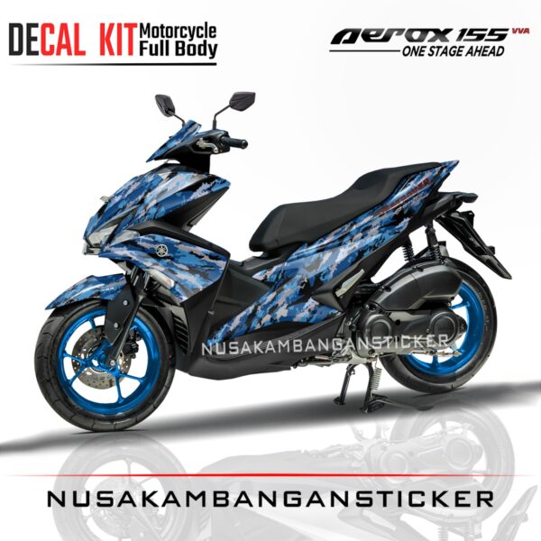 DECAL STICKER AEROX 155 OLD KAMUFLASE BIRU FULLBODY