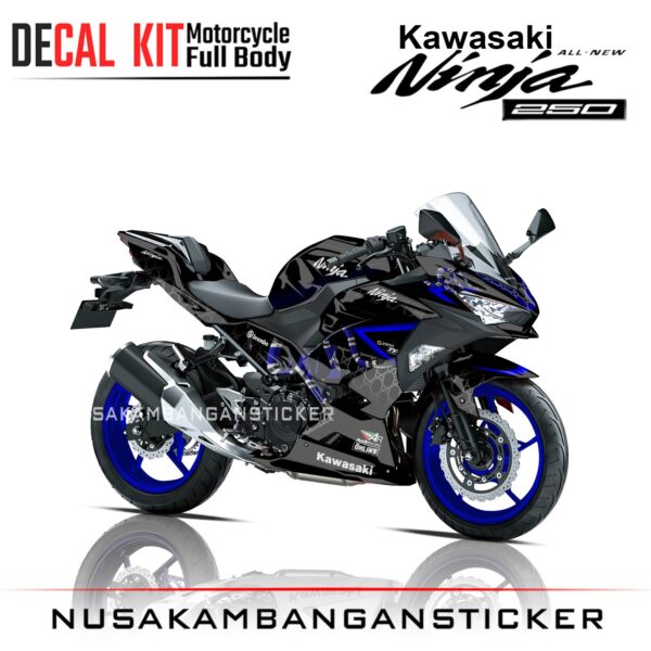 DECAL STICKER ALL NEW NINJA 250 FI HITAM LIST BIRU FULLBODY