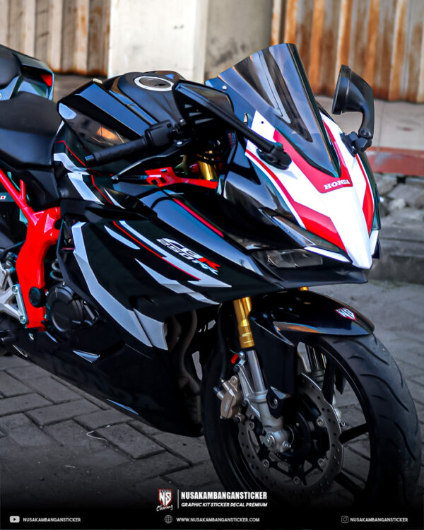 DECAL STICKER CBR 250RR HITAM KOMBINASI GRAFIS MERAH PUTIH FULLBODY